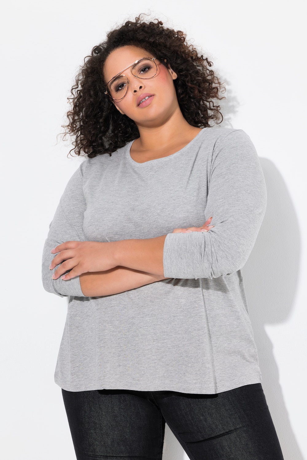 Große Größen Shirt, Damen, grau, Größe: 62/64, Baumwolle/Viskose, Ulla Popken von Ulla Popken