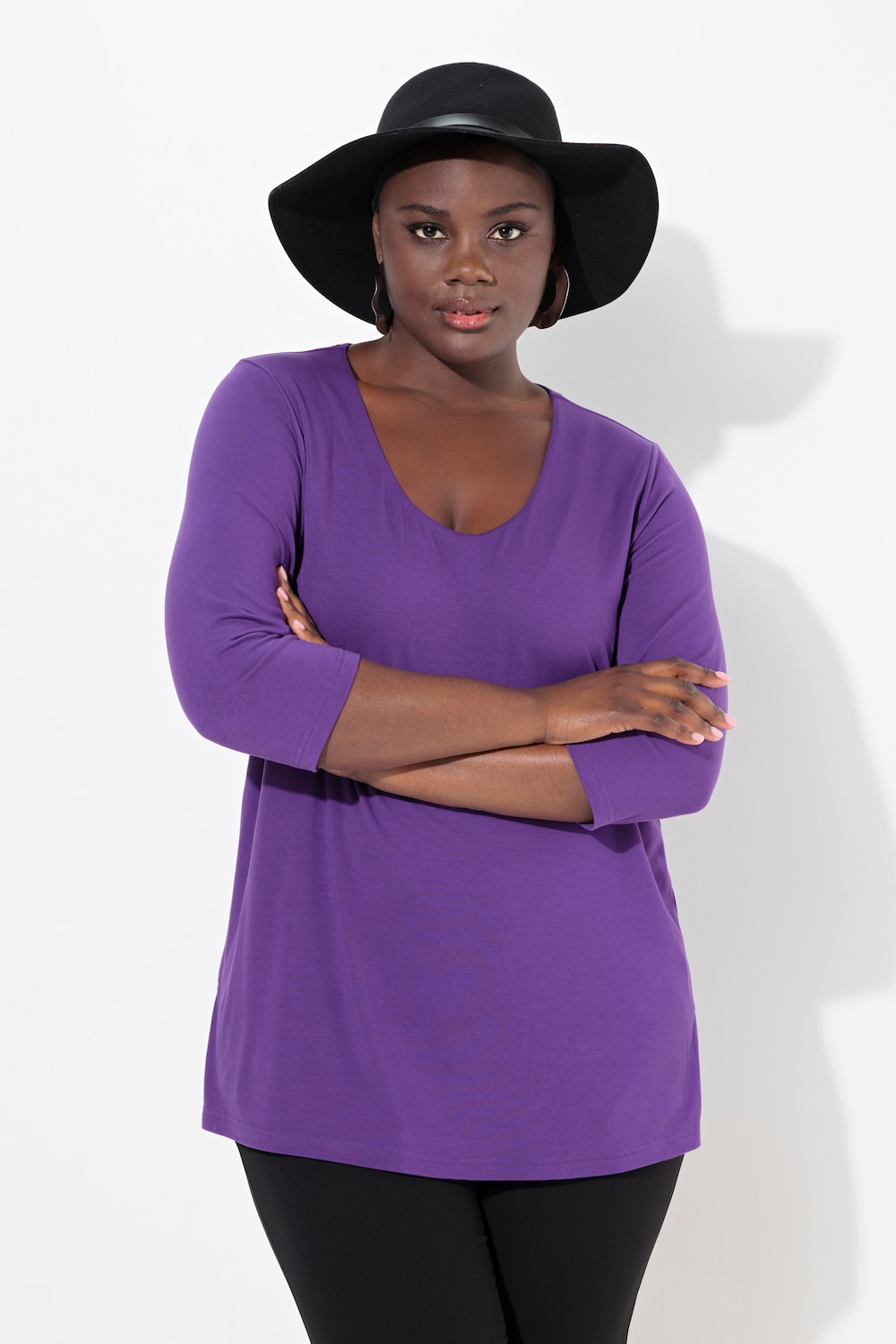 Große Größen Shirt, Damen, lila, Größe: 50/52, Viskose, Ulla Popken von Ulla Popken
