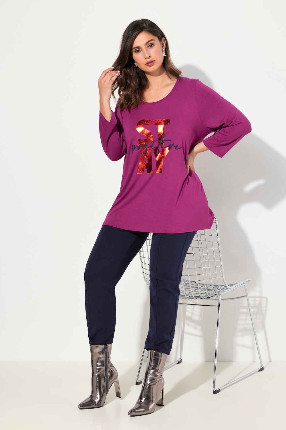 Große Größen Shirt, Damen, lila, Größe: 54/56, Viskose, Ulla Popken von Ulla Popken
