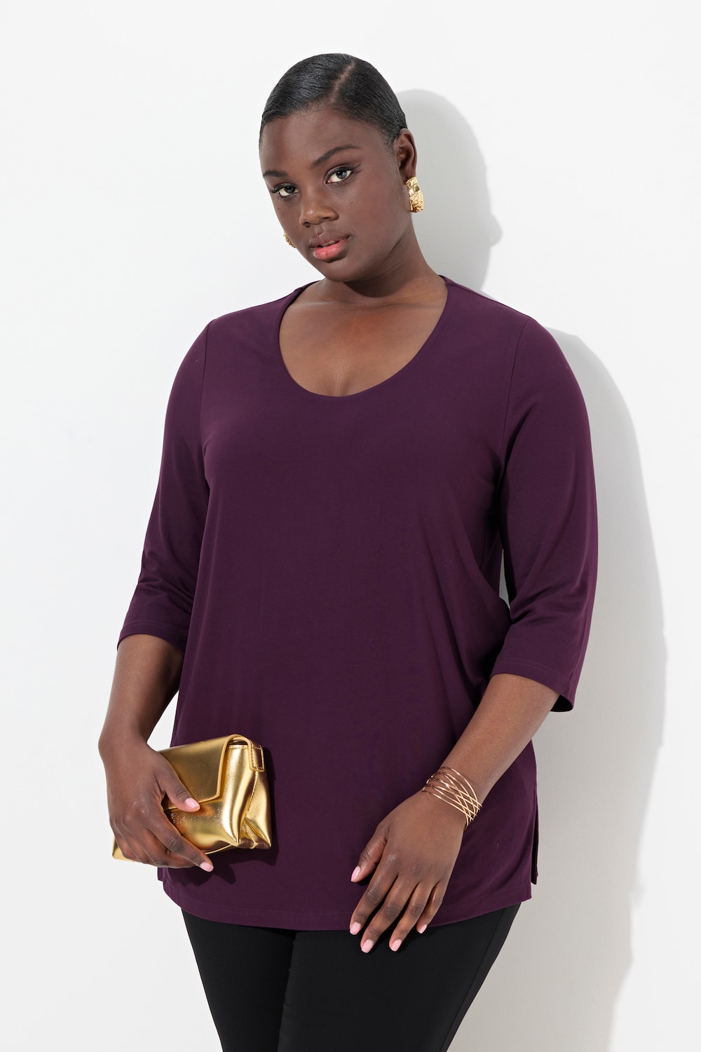 Große Größen Shirt, Damen, lila, Größe: 54/56, Viskose, Ulla Popken von Ulla Popken