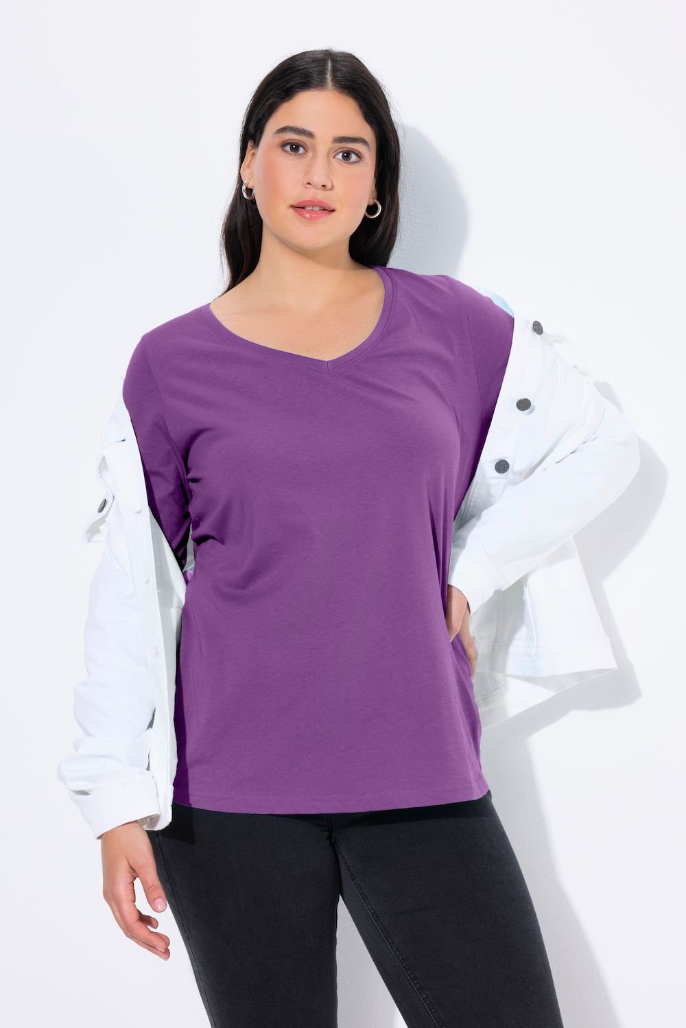 Große Größen Shirt, Damen, lila, Größe: 58/60, Baumwolle, Ulla Popken von Ulla Popken