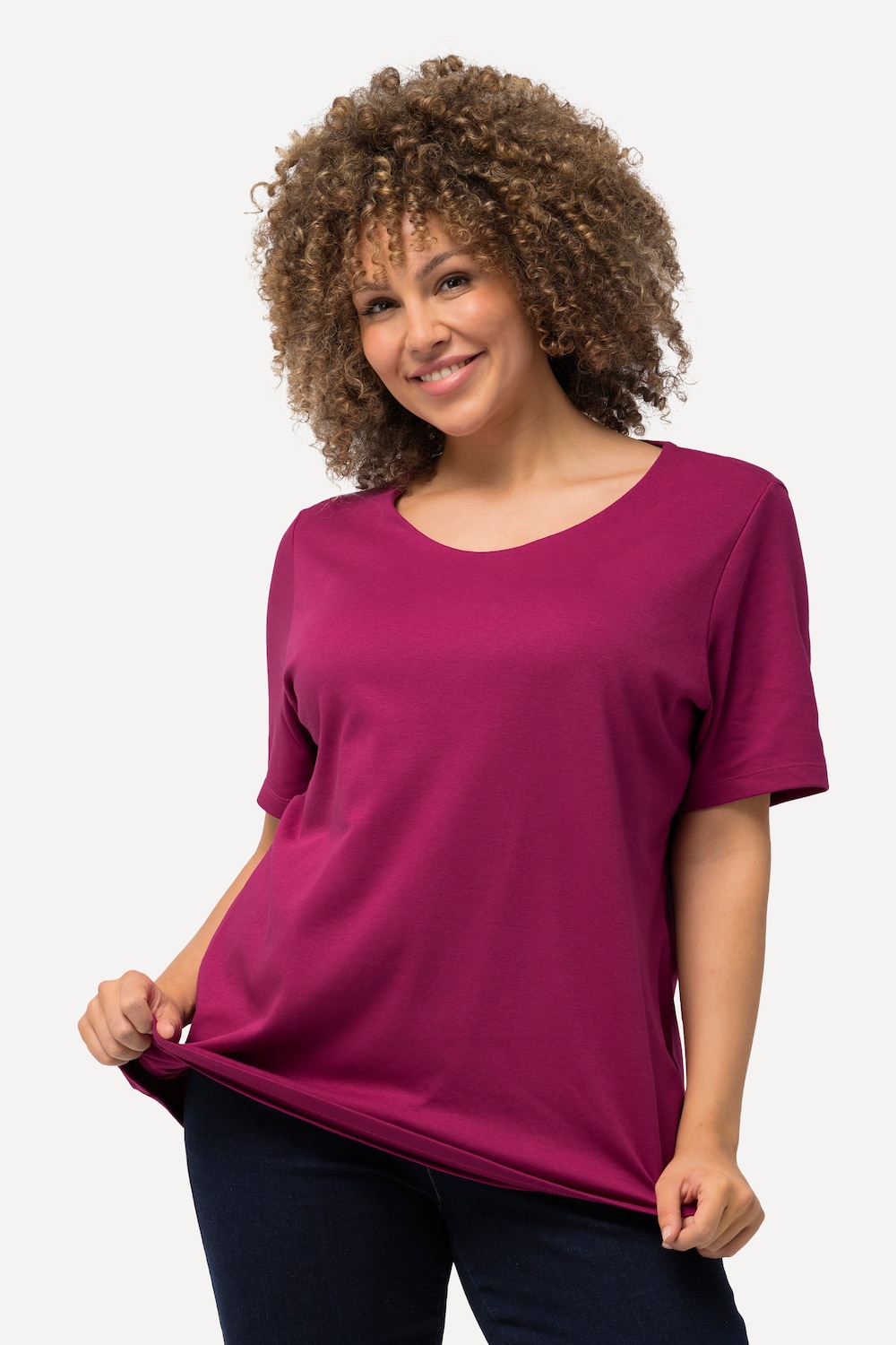 Große Größen Shirt, Damen, rosa, Größe: 42/44, Baumwolle, Ulla Popken von Ulla Popken