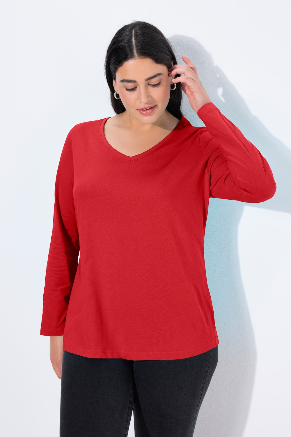 Große Größen Shirt, Damen, rot, Größe: 50/52, Baumwolle, Ulla Popken von Ulla Popken
