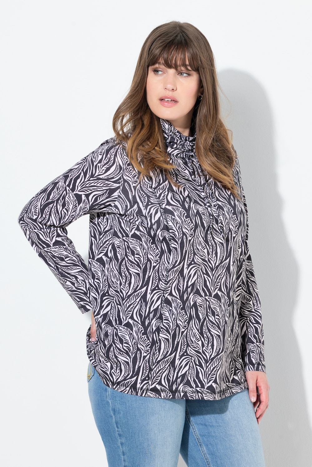 Große Größen Shirt, Damen, schwarz, Größe: 50/52, Baumwolle, Ulla Popken von Ulla Popken