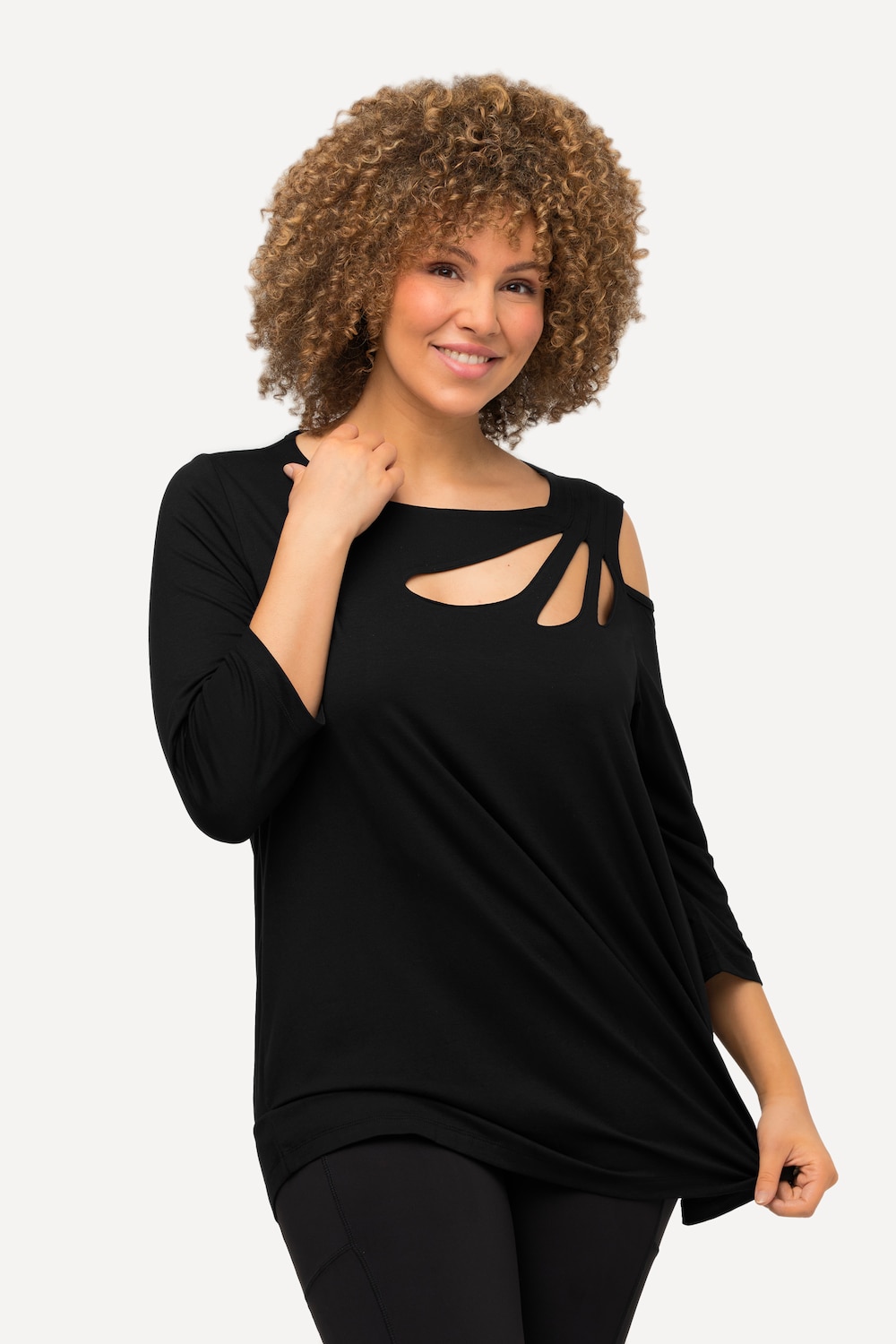 Große Größen Shirt, Damen, schwarz, Größe: 54/56, Viskose, Ulla Popken von Ulla Popken