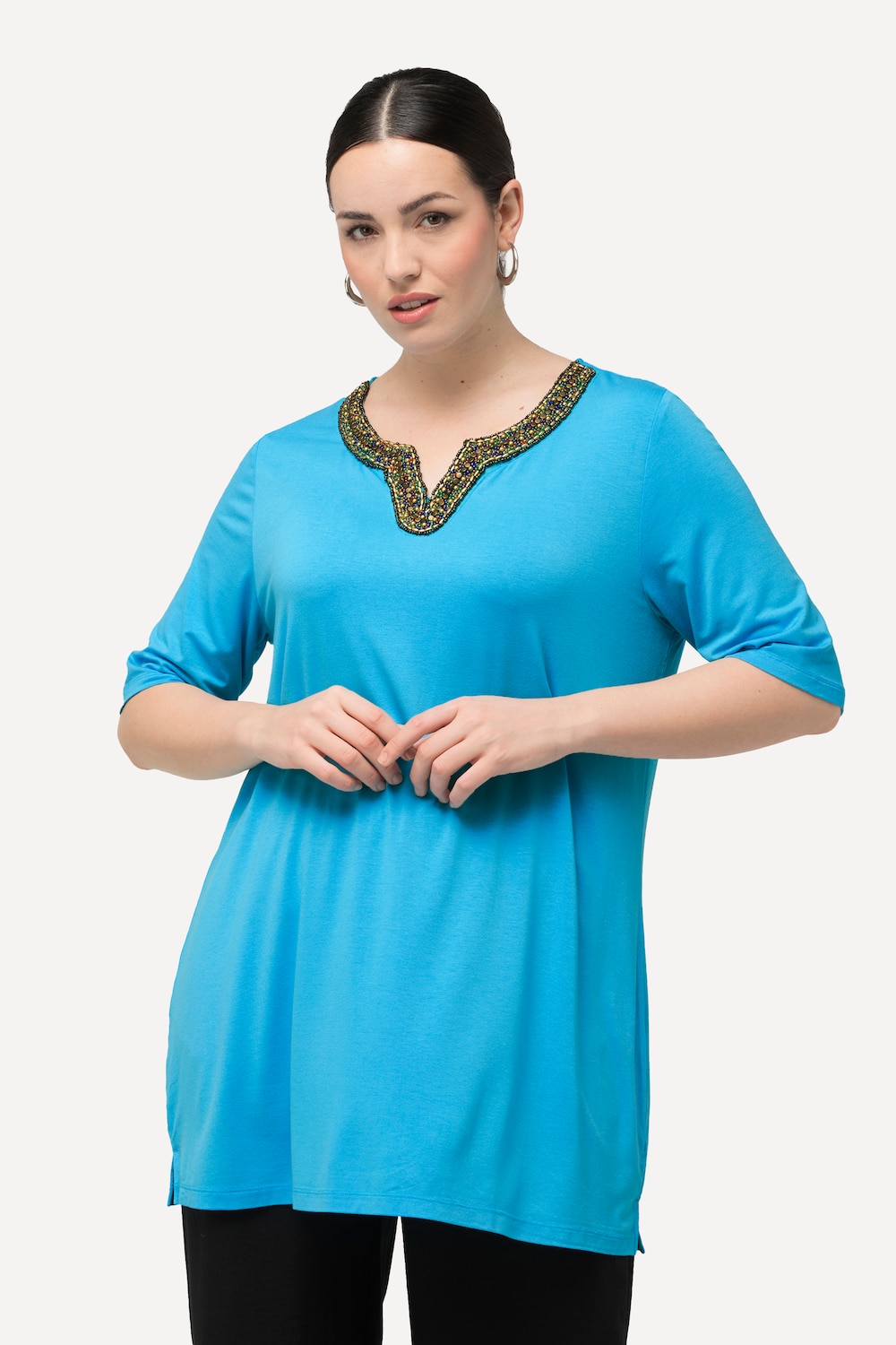 Große Größen Shirt-Tunika, Damen, blau, Größe: 62/64, Viskose, Ulla Popken von Ulla Popken