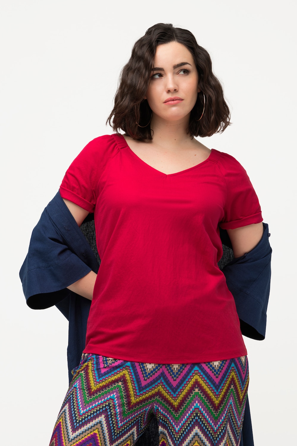 Große Größen Shirtbluse, Damen, rot, Größe: 54/56, Synthetische Fasern/Viskose, Ulla Popken von Ulla Popken