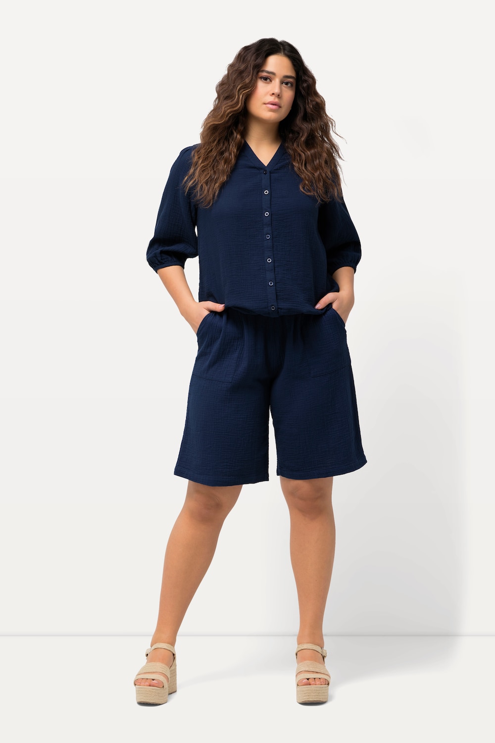 Große Größen Shorts Rose, Damen, blau, Größe: 58/60, Baumwolle, Ulla Popken von Ulla Popken