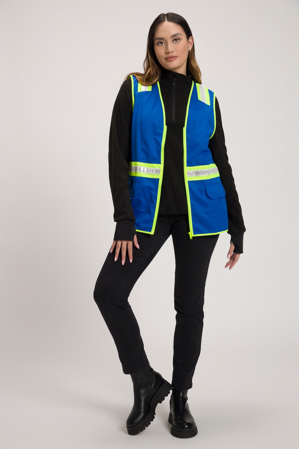 Große Größen Signalweste mit Prisma-Reflektor, Damen, blau, Größe: 42/44, Polyester, Ulla Popken von Ulla Popken