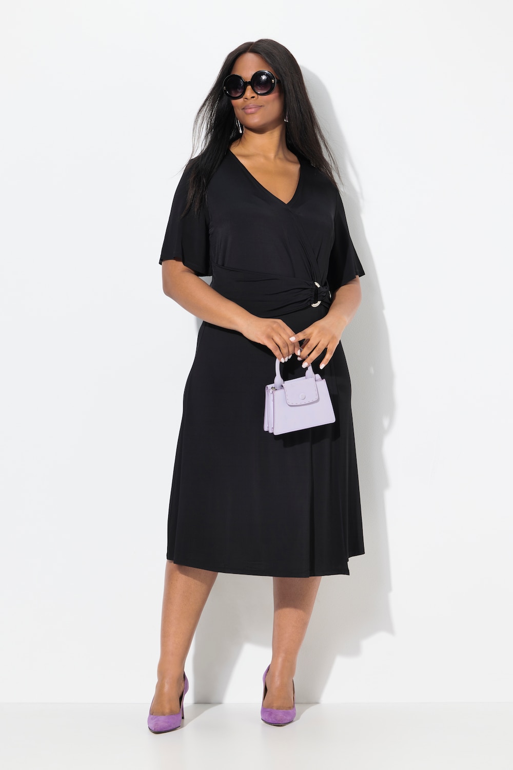 Große Größen Slinkykleid, Damen, schwarz, Größe: 42/44, Viskose, Ulla Popken von Ulla Popken