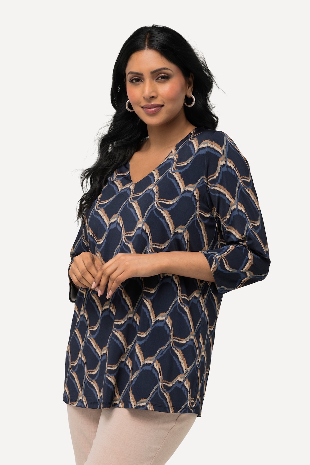 Große Größen Slinkyshirt, Damen, blau, Größe: 42/44, Viskose, Ulla Popken von Ulla Popken