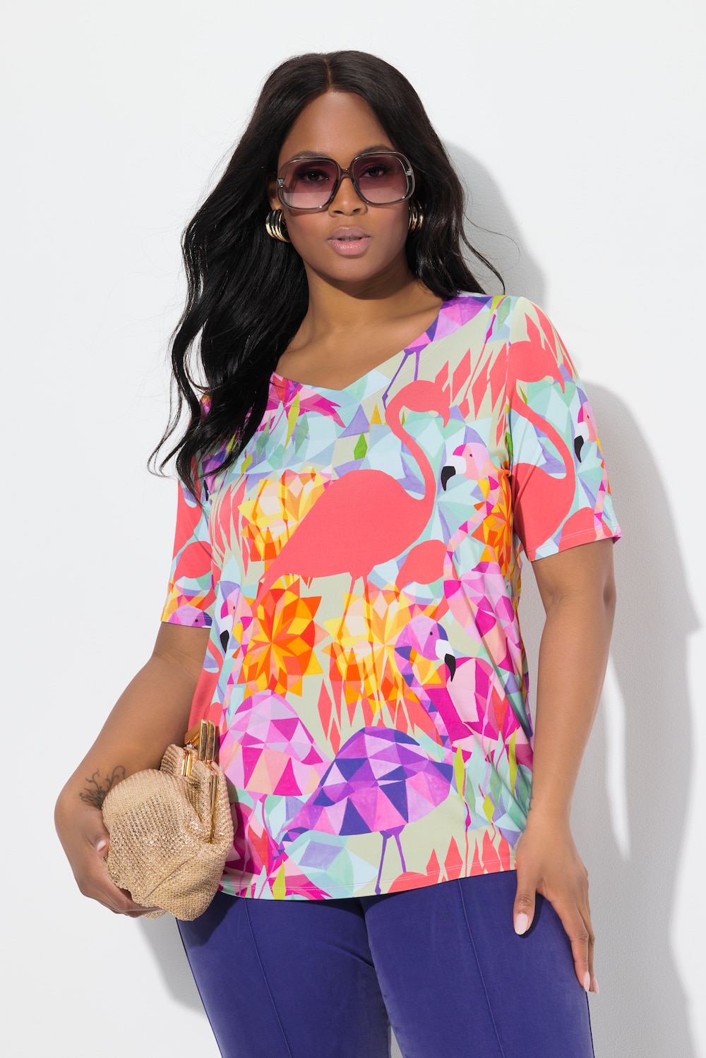Große Größen Slinkyshirt, Damen, blau, Größe: 46/48, Viskose, Ulla Popken von Ulla Popken