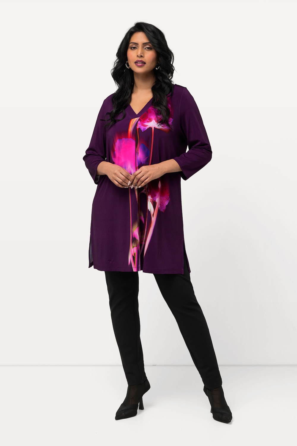 Große Größen Slinkyshirt, Damen, lila, Größe: 42/44, Viskose, Ulla Popken von Ulla Popken
