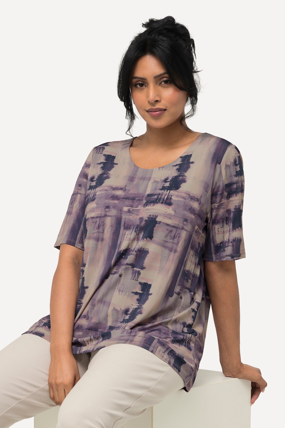 Große Größen Slinkyshirt, Damen, lila, Größe: 46/48, Viskose, Ulla Popken von Ulla Popken