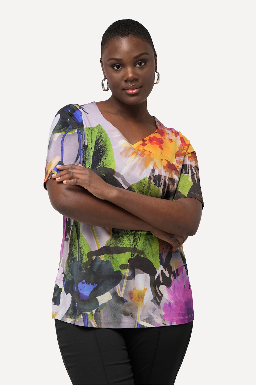 Große Größen Slinkyshirt, Damen, schwarz, Größe: 46/48, Viskose, Ulla Popken von Ulla Popken