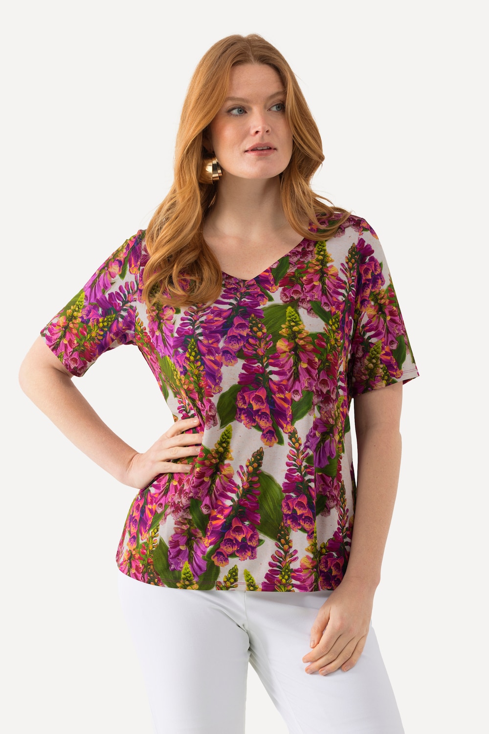 Große Größen Slinkyshirt, Damen, weiß, Größe: 42/44, Viskose, Ulla Popken von Ulla Popken