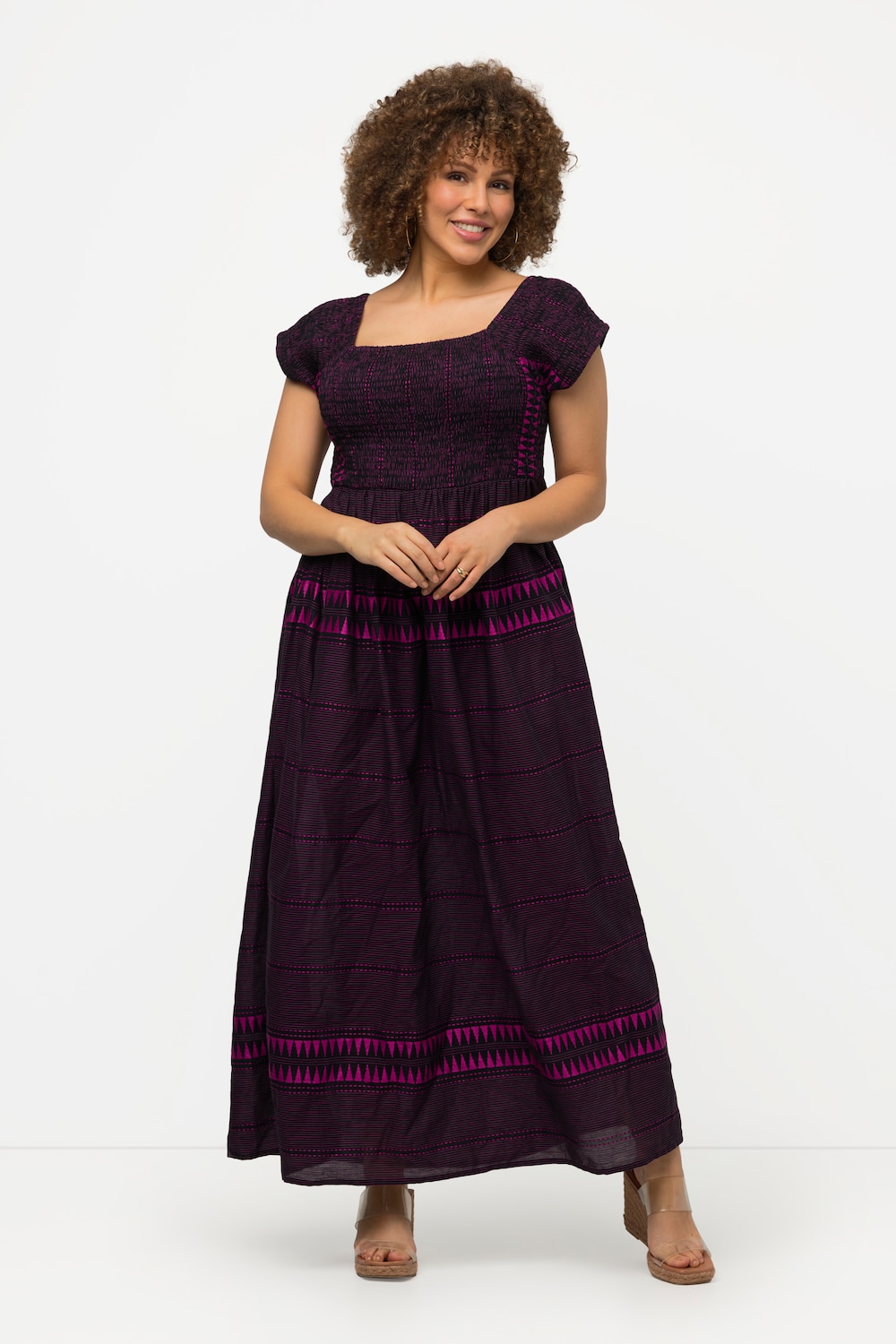 Große Größen Smok-Maxikleid, Damen, rosa, Größe: 50/52, Baumwolle/Viskose, Ulla Popken von Ulla Popken