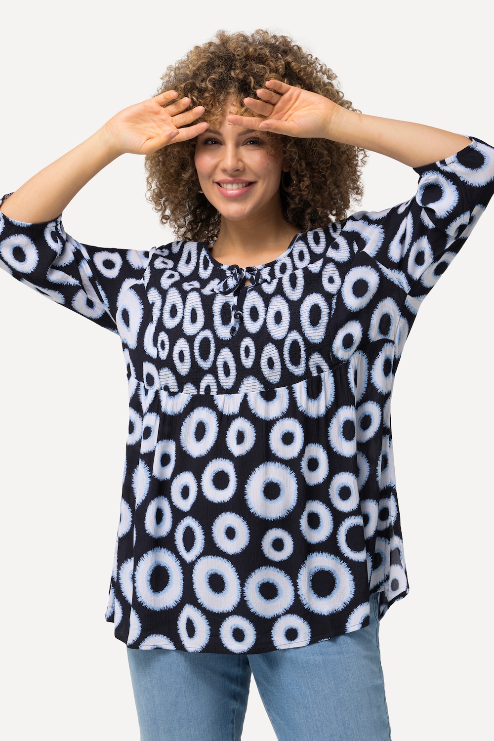 Große Größen Smokbluse, Damen, blau, Größe: 42/44, Viskose, Ulla Popken von Ulla Popken