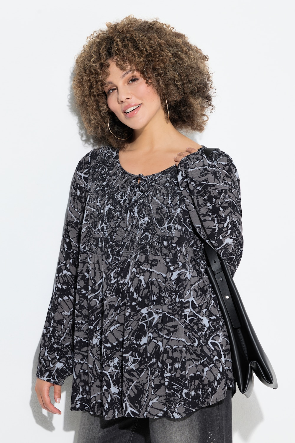 Große Größen Smokbluse, Damen, grau, Größe: 54/56, Viskose, Ulla Popken von Ulla Popken