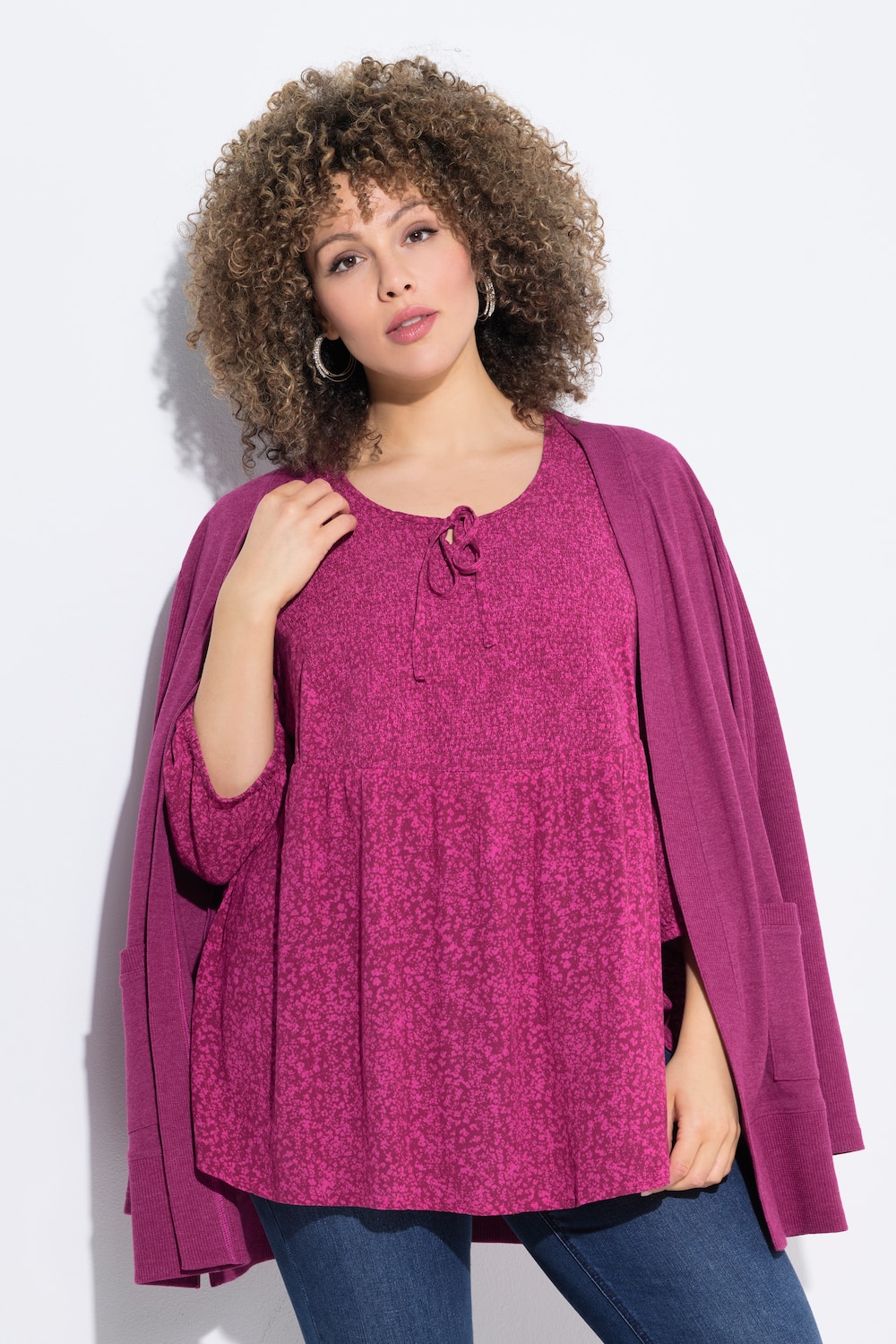 Große Größen Smokbluse, Damen, rosa, Größe: 62/64, Viskose, Ulla Popken von Ulla Popken