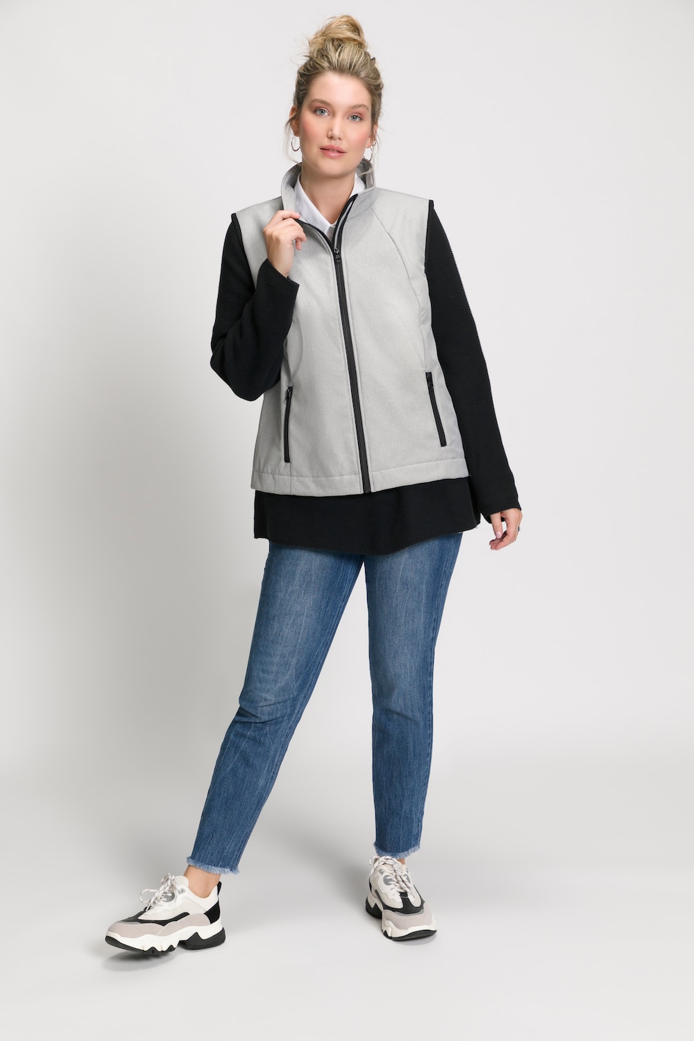 Große Größen Softshell-Weste, Damen, grau, Größe: 50/52, Polyester, Ulla Popken von Ulla Popken