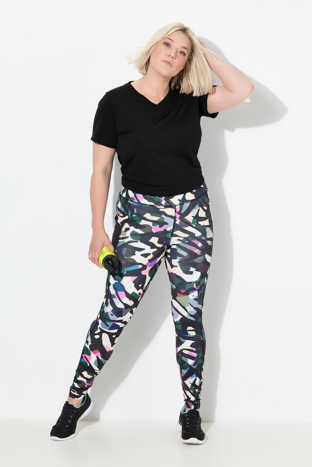 Große Größen Sport-Leggings, Damen, schwarz, Größe: 46/48, Polyester/Elasthan, Ulla Popken von Ulla Popken