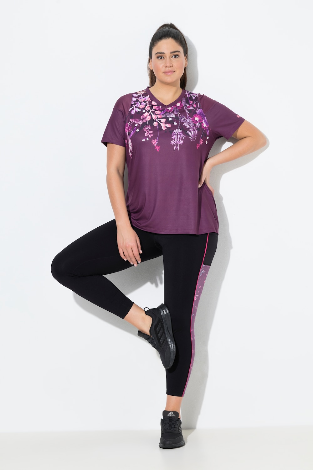 Große Größen Sport-Leggings, Damen, schwarz, Größe: 58/60, Polyester/Synthetische Fasern/Elasthan, Ulla Popken von Ulla Popken