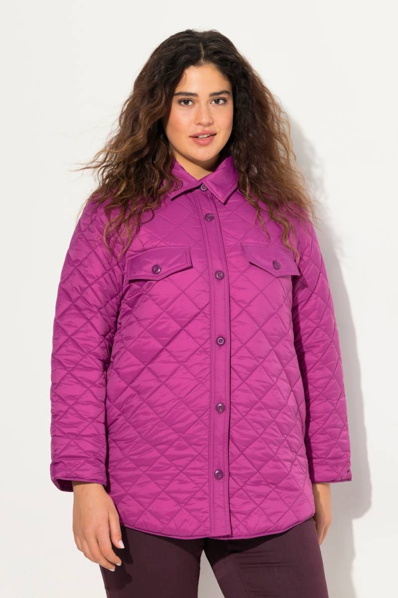 Große Größen Stepp-Hemdjacke, Damen, lila, Größe: 54/56, Ulla Popken von Ulla Popken