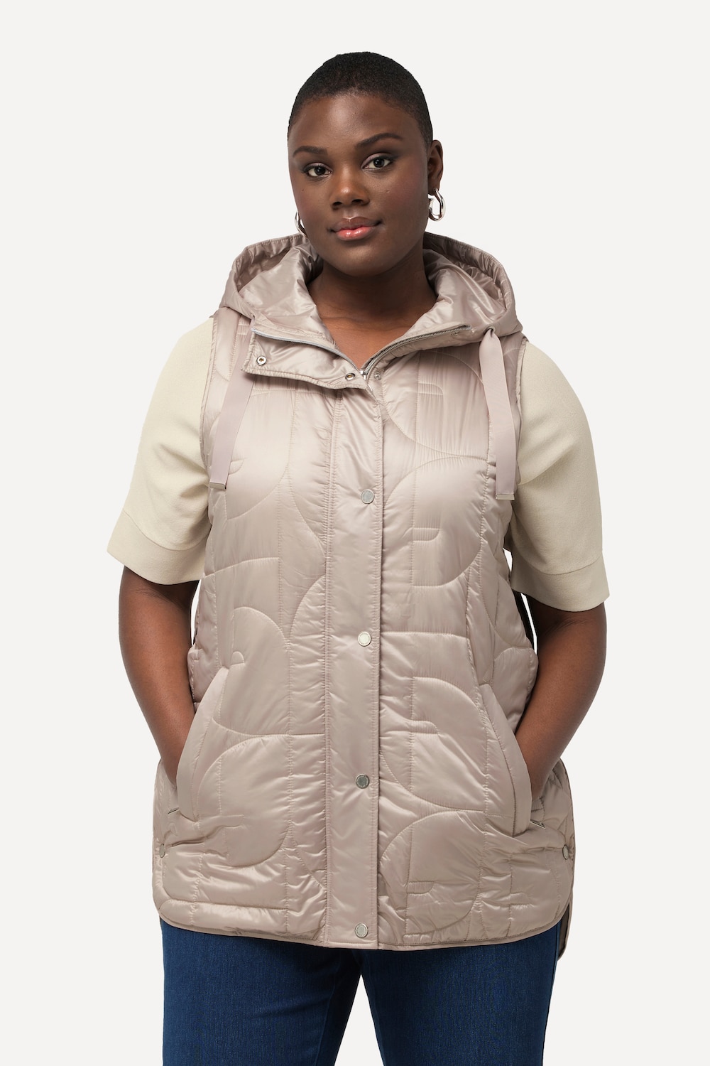 Große Größen Steppweste, Damen, beige, Größe: 50/52, Polyester/Synthetische Fasern, Ulla Popken von Ulla Popken