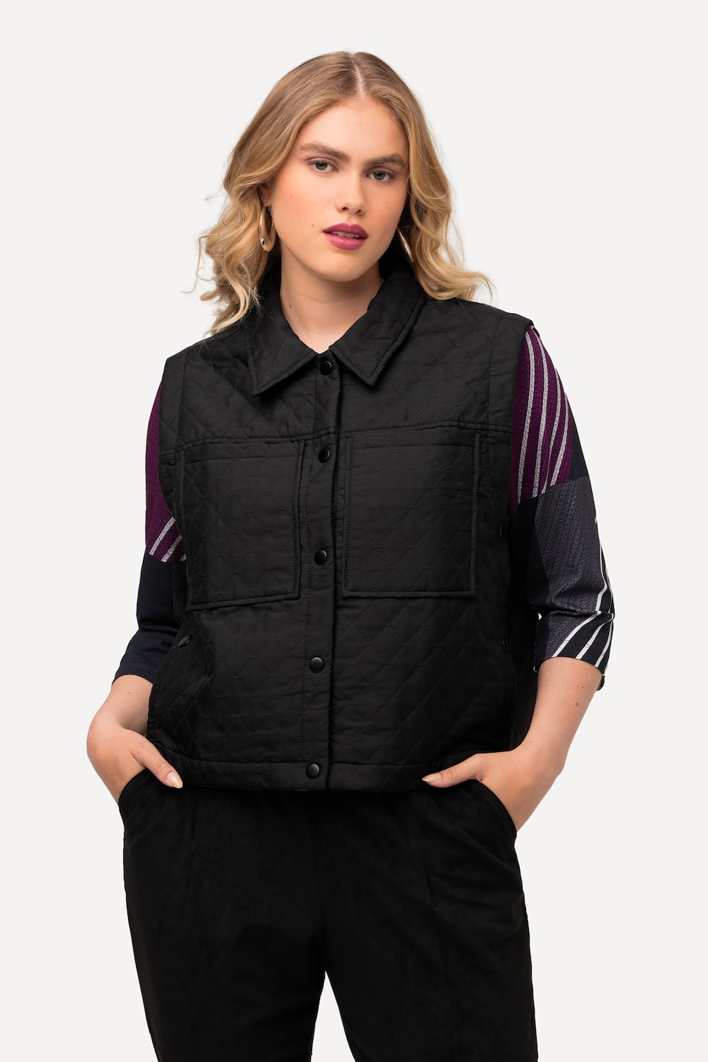 Große Größen Steppweste, Damen, schwarz, Größe: 46/48, Polyester, Ulla Popken von Ulla Popken