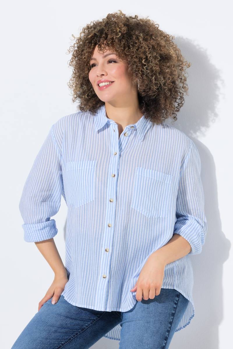 Große Größen Streifenbluse, Damen, blau, Größe: 42/44, Baumwolle, Ulla Popken von Ulla Popken