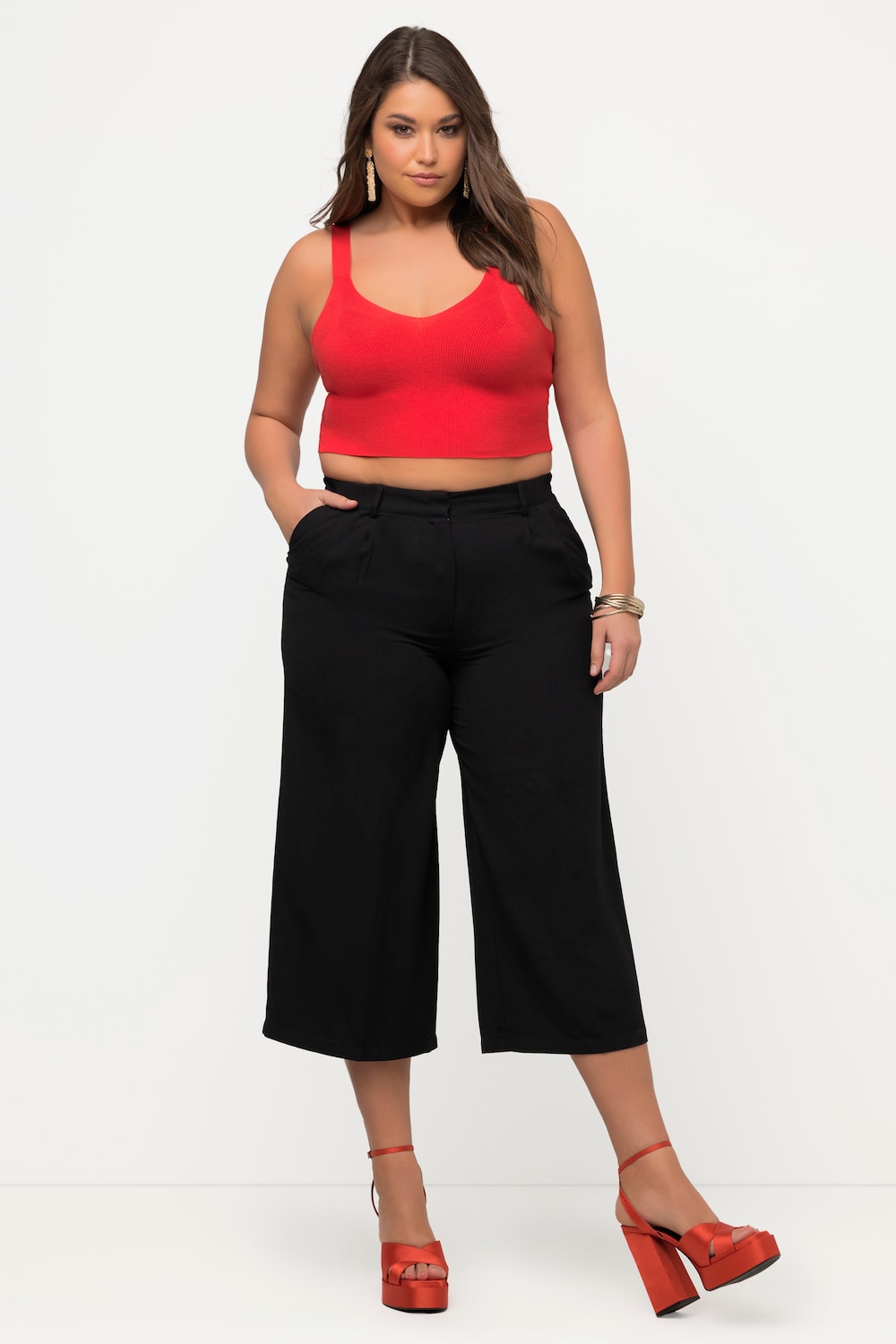 Große Größen Strick-Bustier, Damen, rot, Größe: 46/48, Viskose/Polyester, Ulla Popken von Ulla Popken