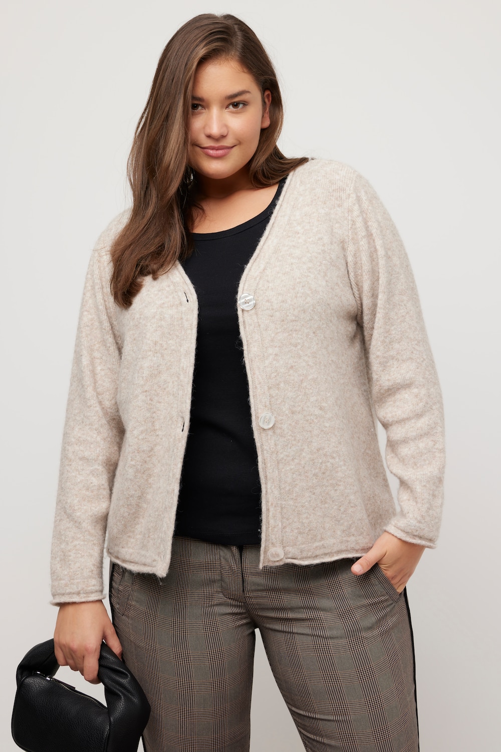 Große Größen Strickjacke, Damen, beige, Größe: 42/44, Polyester/Synthetische Fasern, Ulla Popken von Ulla Popken