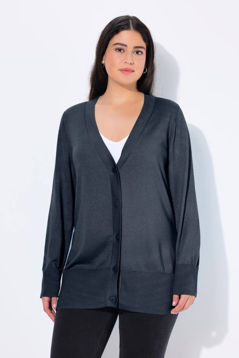 Große Größen Strickjacke, Damen, blau, Größe: 42/44, Viskose/Polyester, Ulla Popken von Ulla Popken