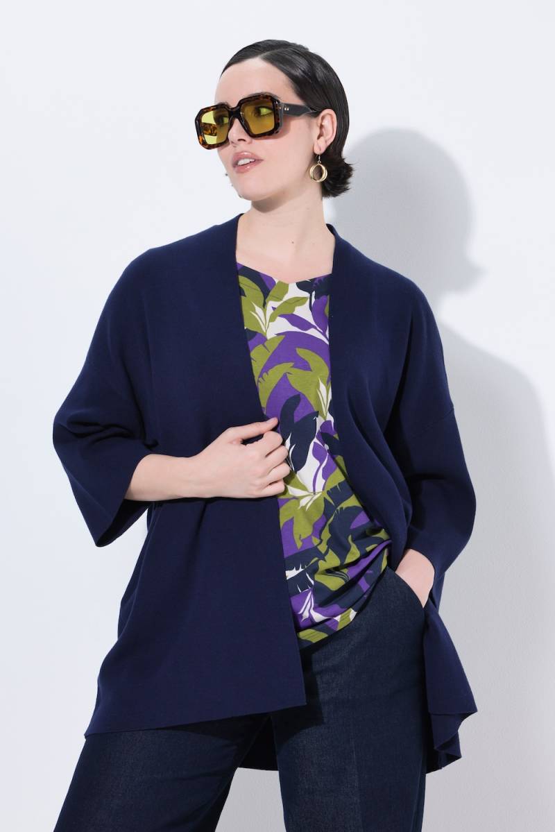 Große Größen Strickjacke, Damen, blau, Größe: 46/48, Baumwolle, Ulla Popken von Ulla Popken