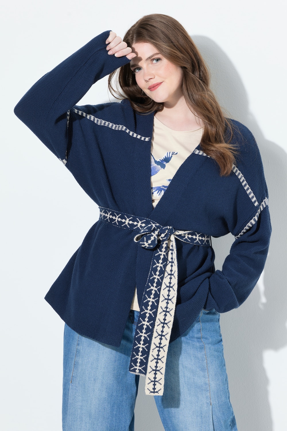 Große Größen Strickjacke, Damen, blau, Größe: 46/48, Baumwolle/Synthetische Fasern, Ulla Popken von Ulla Popken