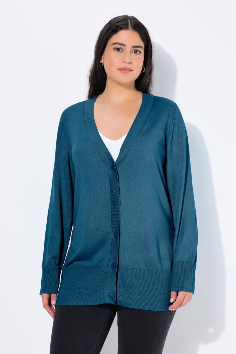 Große Größen Strickjacke, Damen, blau, Größe: 46/48, Viskose/Polyester, Ulla Popken von Ulla Popken