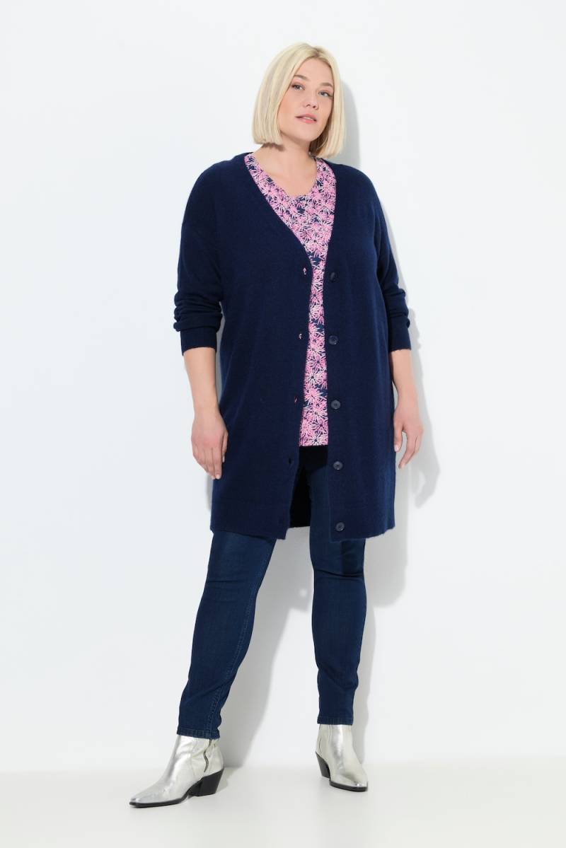 Große Größen Strickjacke, Damen, blau, Größe: 58/60, Synthetische Fasern/Polyester, Ulla Popken von Ulla Popken