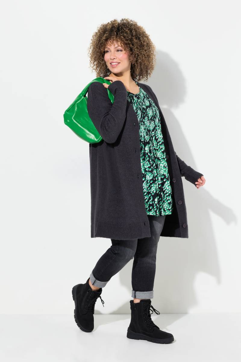 Große Größen Strickjacke, Damen, blau, Größe: 58/60, Synthetische Fasern/Polyester, Ulla Popken von Ulla Popken