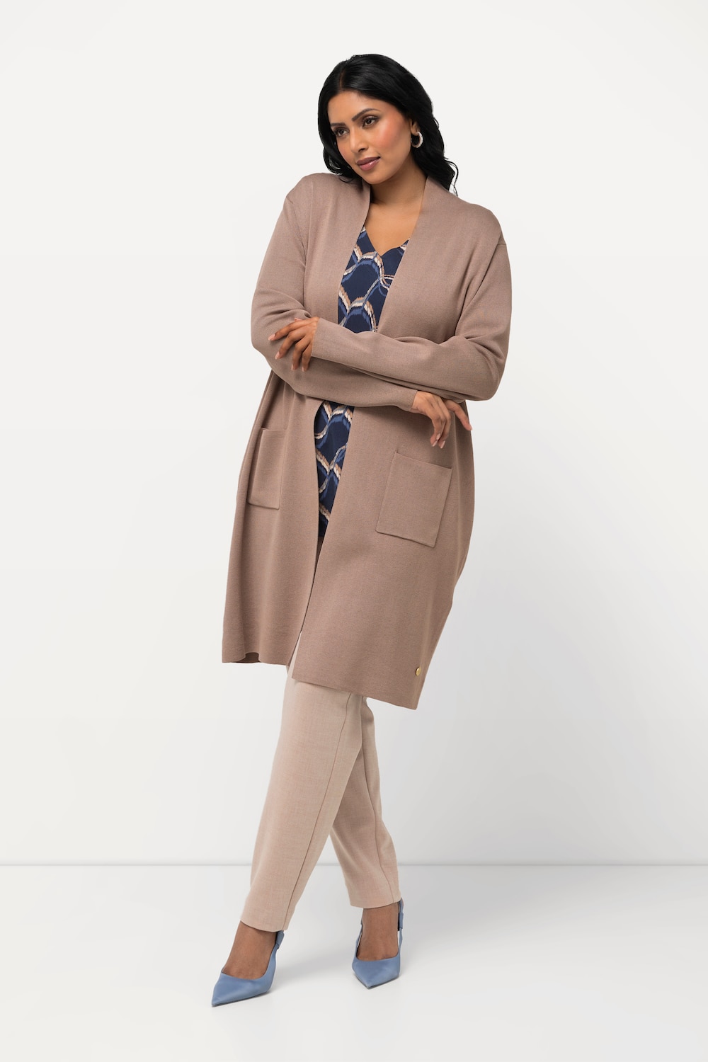 Große Größen Strickjacke, Damen, braun, Größe: 54/56, Viskose/Polyester, Ulla Popken von Ulla Popken