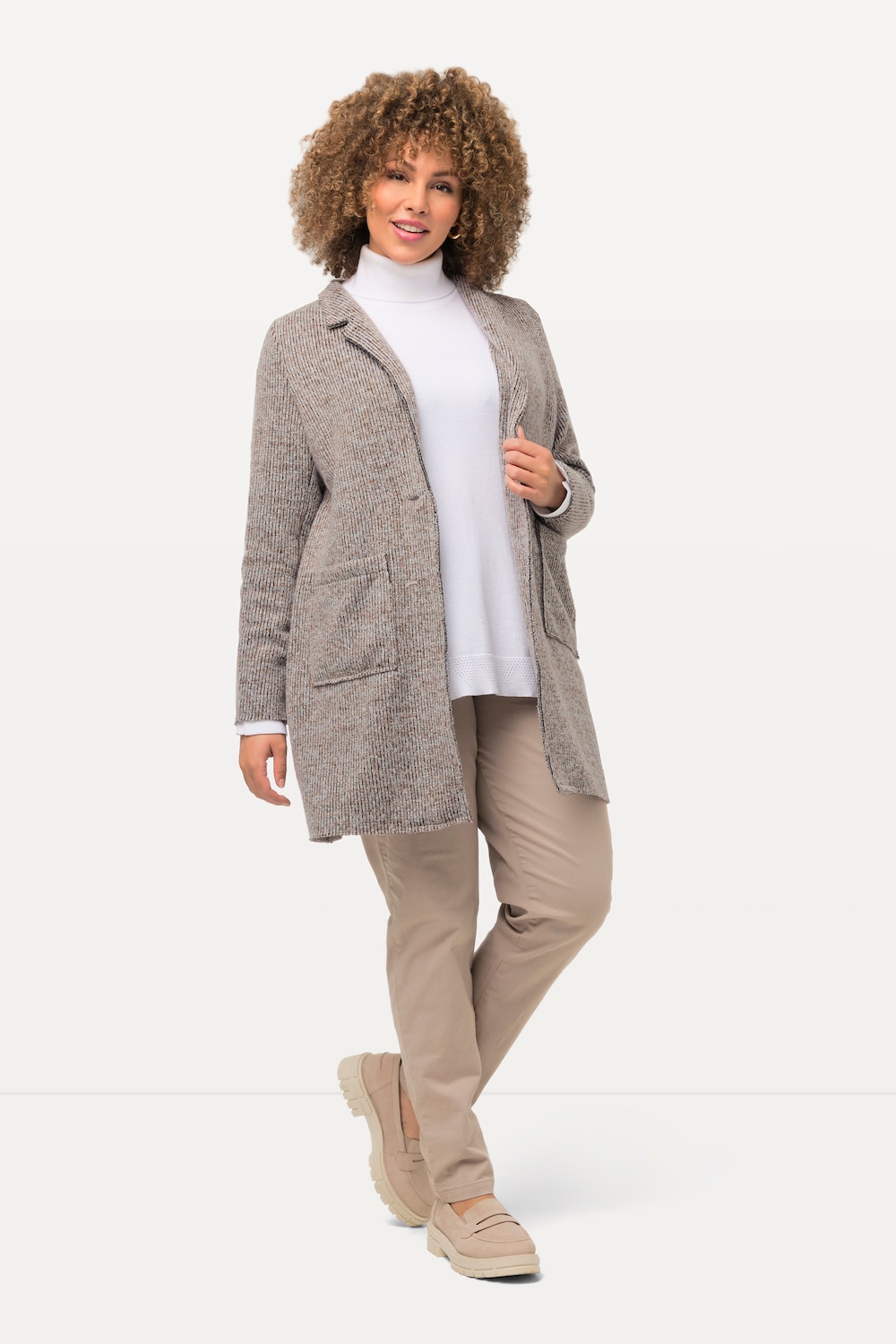 Große Größen Strickjacke, Damen, gelb, Größe: 46/48, Polyester, Ulla Popken von Ulla Popken