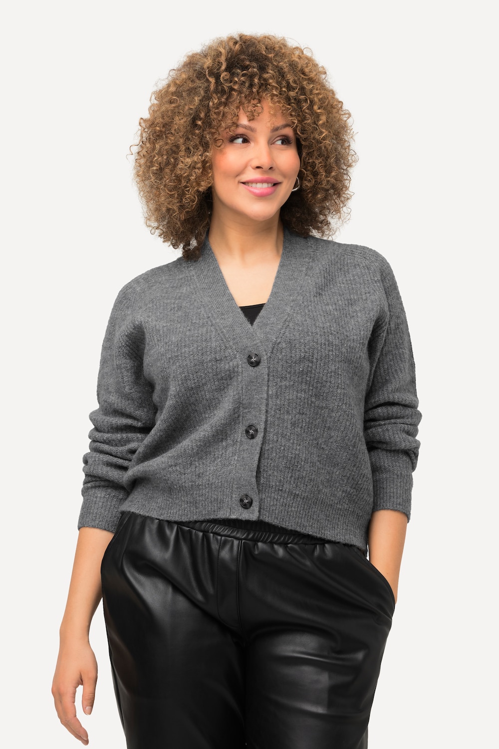 Große Größen Strickjacke, Damen, grau, Größe: 50/52, Synthetische Fasern, Ulla Popken von Ulla Popken