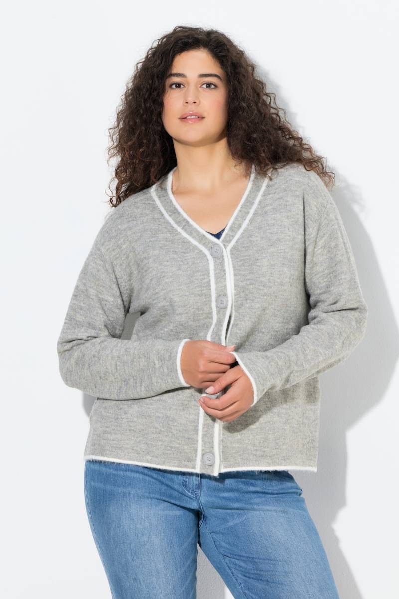 Große Größen Strickjacke, Damen, grau, Größe: 54/56, Synthetische Fasern/Polyester, Ulla Popken von Ulla Popken