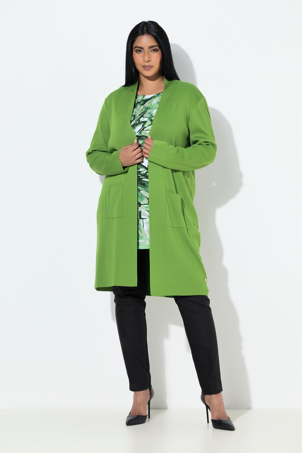 Große Größen Strickjacke, Damen, grün, Größe: 42/44, Viskose/Polyester, Ulla Popken von Ulla Popken