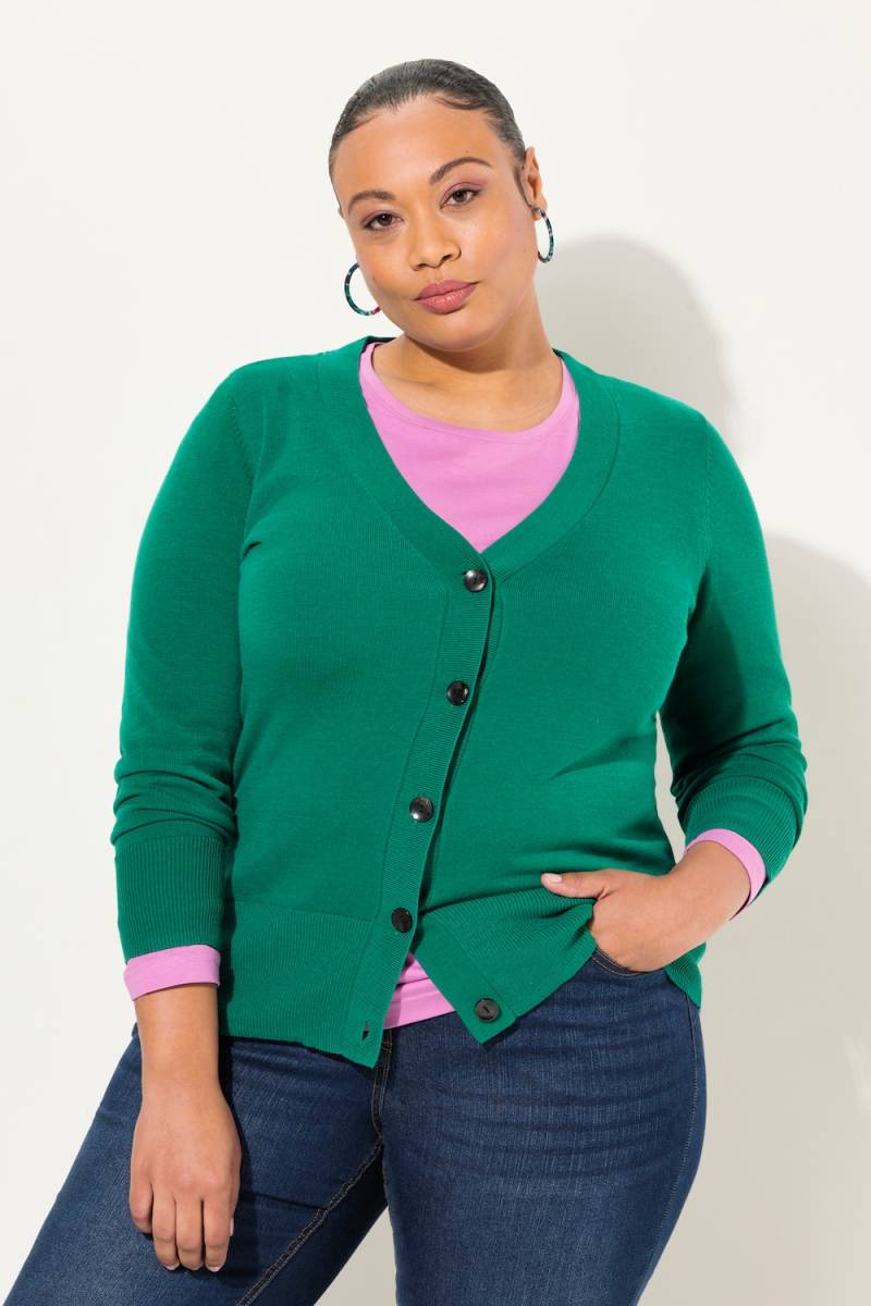 Große Größen Strickjacke, Damen, grün, Größe: 58/60, Viskose/Polyester, Ulla Popken von Ulla Popken