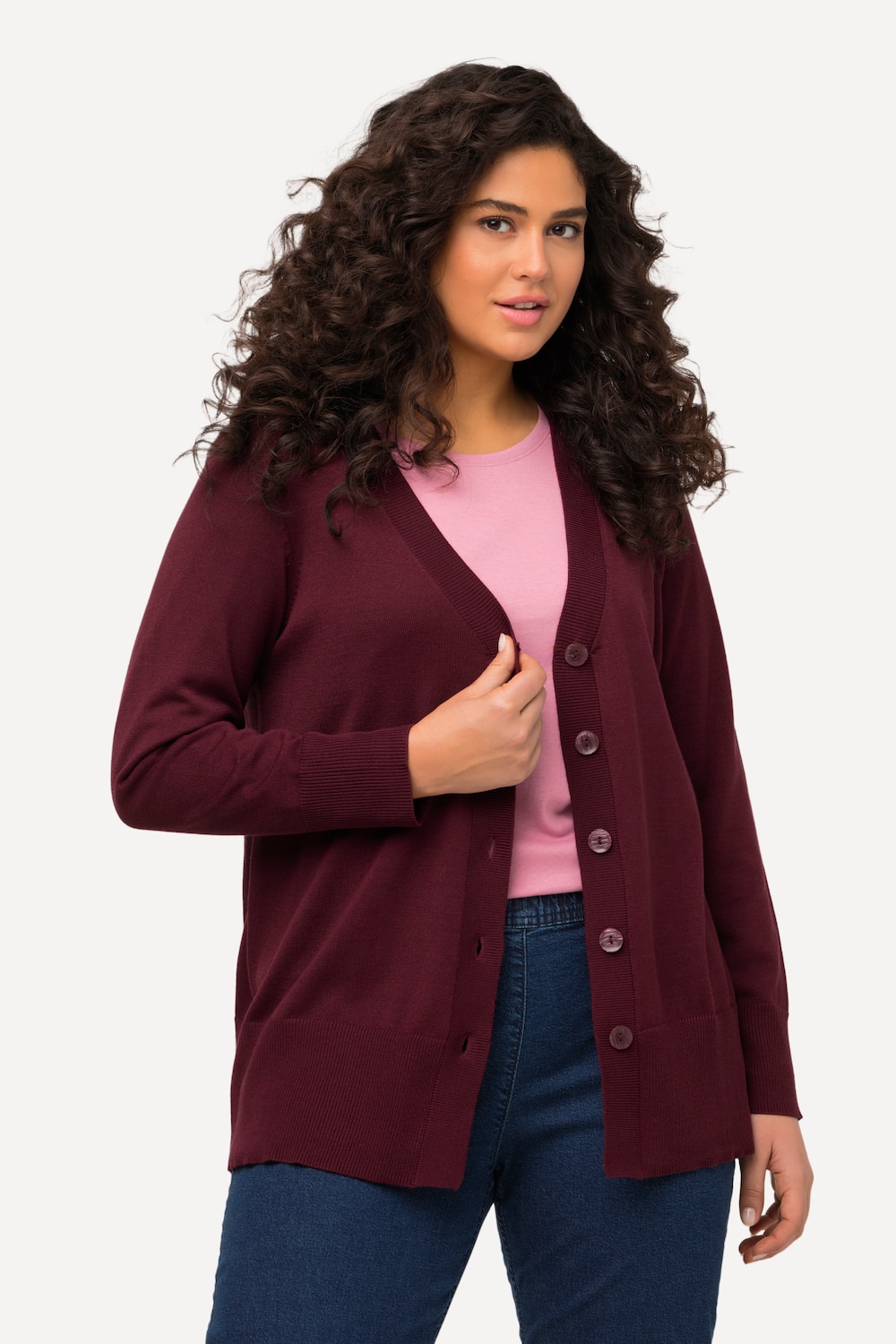 Große Größen Strickjacke, Damen, lila, Größe: 58/60, Viskose/Polyester, Ulla Popken von Ulla Popken