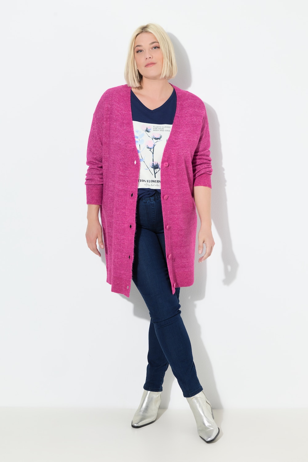 Große Größen Strickjacke, Damen, rosa, Größe: 58/60, Synthetische Fasern/Polyester, Ulla Popken von Ulla Popken