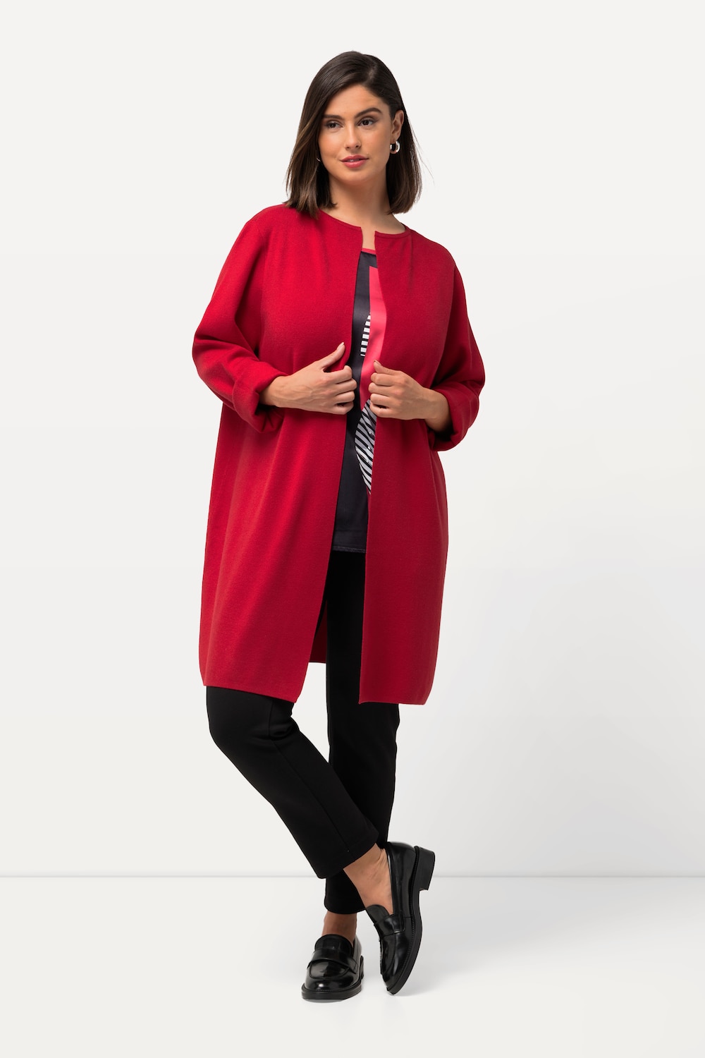 Große Größen Strickjacke, Damen, rot, Größe: 50/52, Viskose/Polyester/Synthetische Fasern, Ulla Popken von Ulla Popken