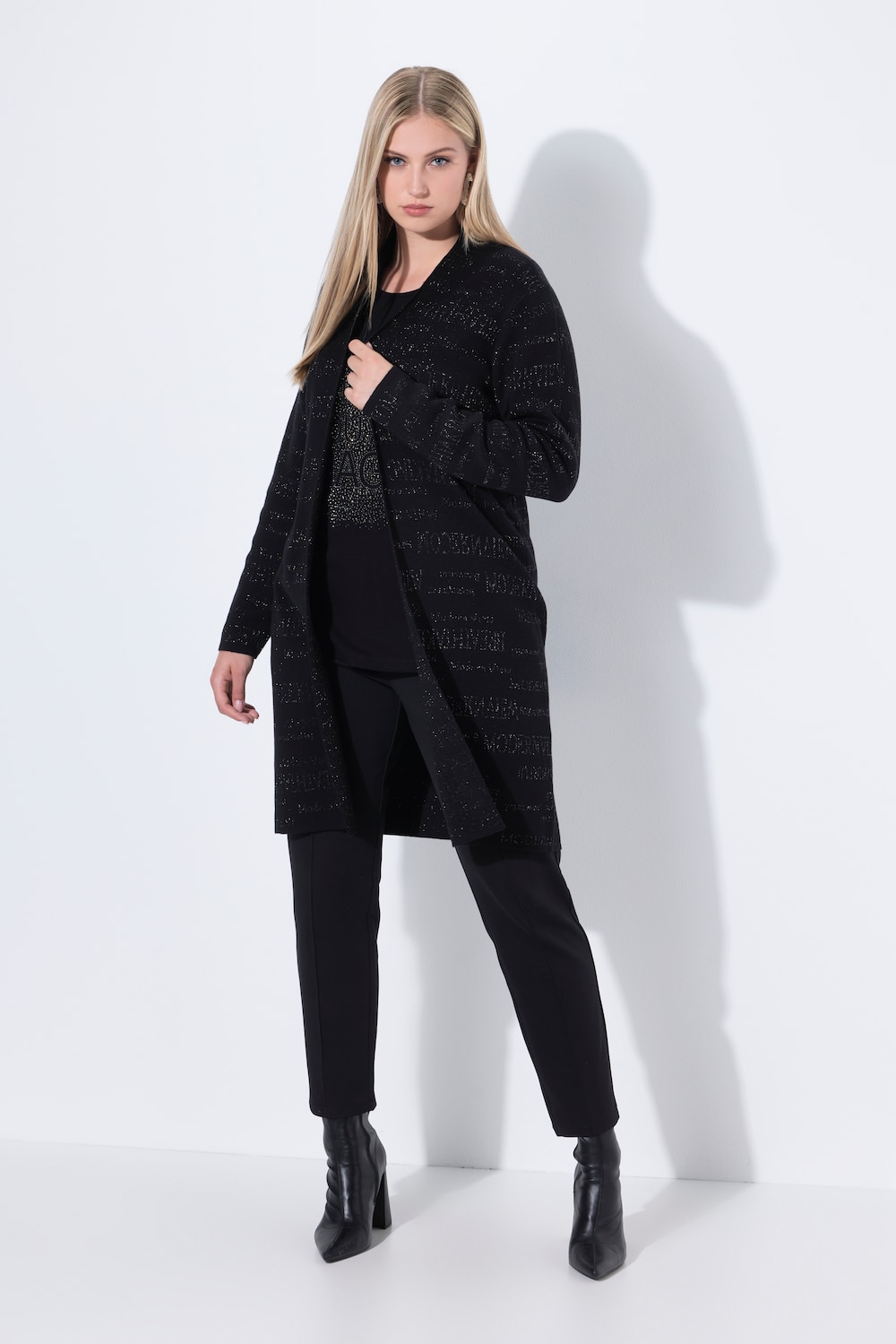 Große Größen Strickjacke, Damen, schwarz, Größe: 42/44, Synthetische Fasern/Baumwolle, Ulla Popken von Ulla Popken
