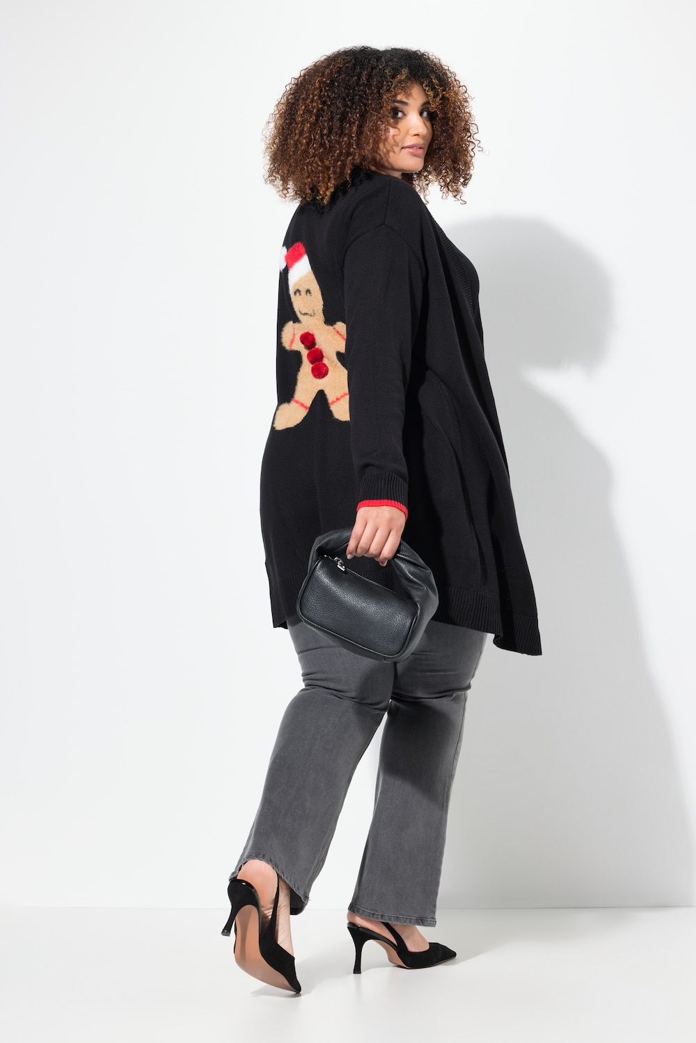 Große Größen Strickjacke, Damen, schwarz, Größe: 46/48, Baumwolle/Synthetische Fasern, Ulla Popken von Ulla Popken